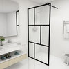 vidaXL Walk-in Shower Wall with Tempered Glass Black Shower Enclosure Cubicle