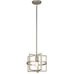 Kichler - Pendant 1-Light, White Washed Wood - The popular industrial-inspired cage look gets a refreshing update with the Peyton collection 1 light pendant. Squared edges and lines, in a blend of whitewashed wood tones as well as polished and satin nickel metals, create a style that's soft and modern.