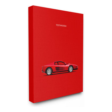 Minimal Bright Bold and Shiny Testarossa Red Car Poster Canvas, 16"x20"