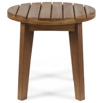 GDF Studio Parker Outdoor 16" Acacia Wood Side Table, Teak Finish