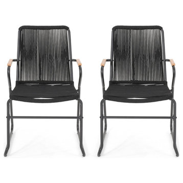 Luca Modern Outdoor Rope Weave Club Chair, Set of 2