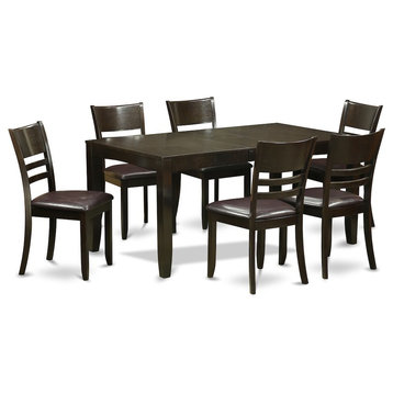 7-Piece Dining Room Set, Table With Leaf and 6 Chairs