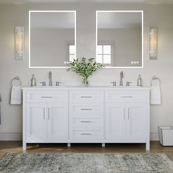Oswald Bath Vanity, Gray, 72", Double Sink, Freestanding, Without Mirror