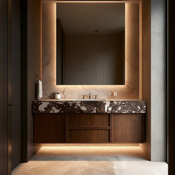 Floating Walnut Bathroom Vanity | Modern Wall Mounted Cabinet, Custom Made