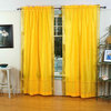 Yellow  Rod Pocket  Sheer Sari Curtain / Drape / Panel   - 80W x 120L - Pair