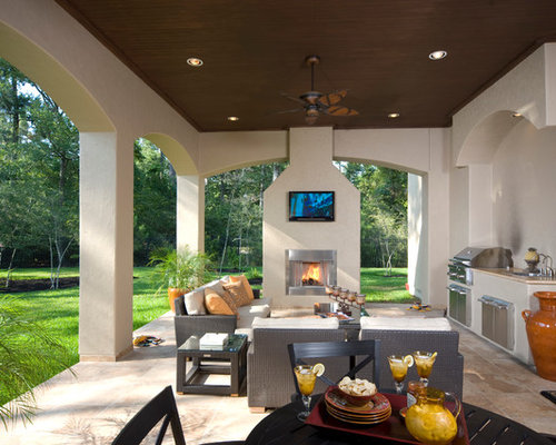 Covered Patios With Fireplaces | Houzz