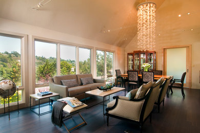 Example of a trendy bamboo floor living room design in San Francisco