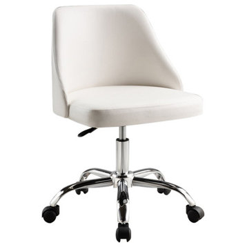 Contemporary Task Chair With Chrome Base, White