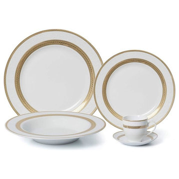 Royalty Porcelain 20-pc Dinner Set for 4, 24K Gold, Fine Porcelain (G093-20)