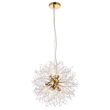 Solace 9-Light Pendant in Gold with Clear Royal Cut Crystal