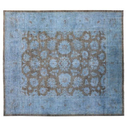 Traditional Area Rugs Peshawar Overdyed Blue 100% Wool Hand Knotted 8'x10' Oriental Rug