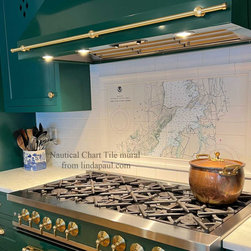 Nautical Chart map  Custom Kitchen Backsplash - Tile Murals