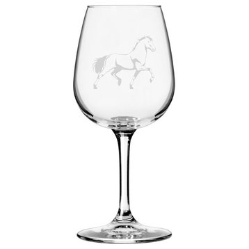 Andalusian, Body Horse Themed Etched All Purpose 12.75oz. Libbey Wine Glass