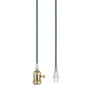 21007-4, 1-Light Plug-in Hanging Socket Pendant Fixture, Polished Brass Socket
