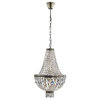 French Empire 6-Light Antique Bronze Finish Clear Crystal Basket Mini Chandelier