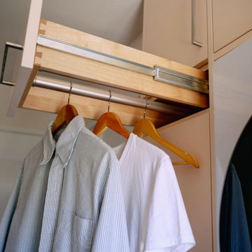 Pull-Out Wood Drying Rod Built Into Laundry Room Cabinetry