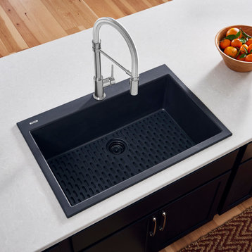 33-inch inch Dual-Mount Granite Composite Sink - Midnight Black - RVG1080BK