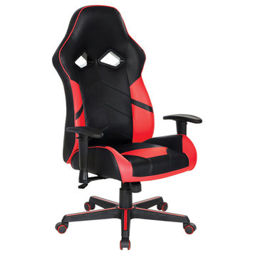 Vapor Gaming Chair, Black Faux Leather, Red/Black