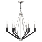 Livex Lighting - Livex Lighting Brushed Nickel & Black 6-Light Chandelier - Illuminate your home with bright designs from the Beckett collection. The six light chandelier emulates a mid-century modern style made popular in the 50s and 60s. The brushed nickel frame is accented with black accents, helping to fully complete this look.