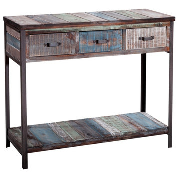 Gallerie Decor Soho Transitional Solid Wood Console Table in Blue
