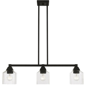 3 Light Linear Chandelier In Architectural Style-14.25 Inches Tall and 4.75