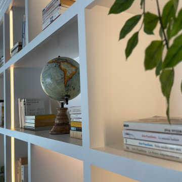 Modern Custom Built-In Bookcase with Integrated Lighting