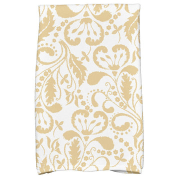 18"x30" Aurora Floral Print Kitchen Towel, Yellow