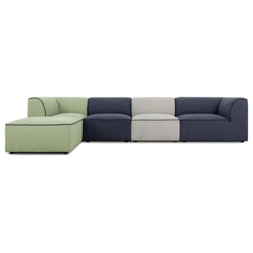 Mellie Modern Green and Blue and Gray Fabric Modular Sectional Sofa