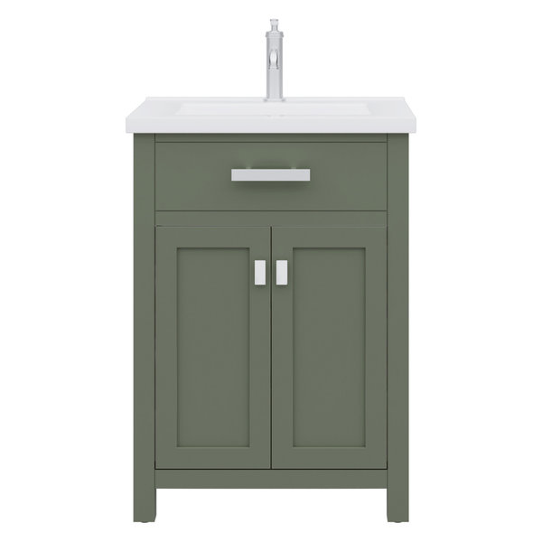 Myra 24 In. Carrara White Marble Countertop Vanity in Glacial Green