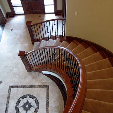 Wood Railing with Wrought Iron Balusters