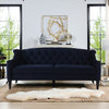 Ken Velvet Tufted Sofa, Dark Navy Blue