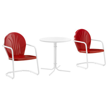 Griffith 3-Piece Outdoor Bistro Set, Bright Red Gloss