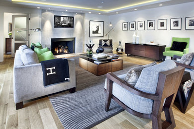 Living room - contemporary living room idea in Denver