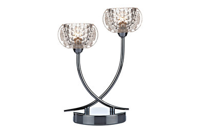 Abstract Polished Chrome Touch Table Lamp
