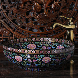 Traditional Chinese Style Painted Ceramic Sinks - Bathroom Sinks