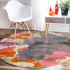 Vintage Abstract Paisley Rug, Pink, 5'3" Round