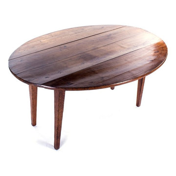 19TH CENTURY FRENCH OVAL DROP-LEAF FARM TABLE C 1890