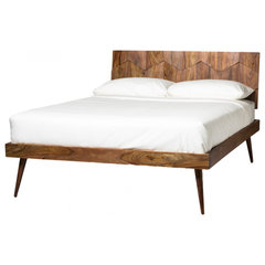 Orianne Retro Midcentury Sheesham Wood Bed King Midcentury