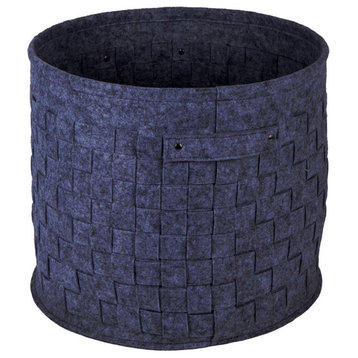 Truu Design Decorative Felt Fabric Round Storage Basket in Gray (Set of 5)