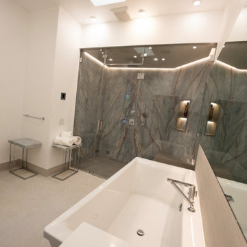 Dual Shower and Soaking Tub in Quartzite