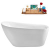 59'' Streamline N290ORB Freestanding Tub, Tray, Internal Drain, Pop-Up: White