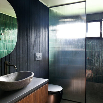 // MOODY AND CURVASCIOUS: FORESTVILLE ENSUITE AND MAIN BATHROOM