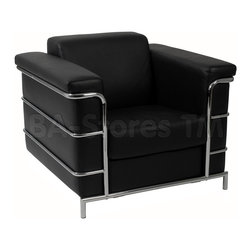 Leonardo Leather Arm Chair in Black and Chrome - Armchairs And Accent Chairs