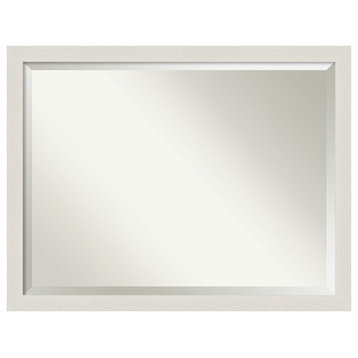 Rustic Plank White Narrow Beveled Bathroom Wall Mirror - 43.5 x 33.5 in.