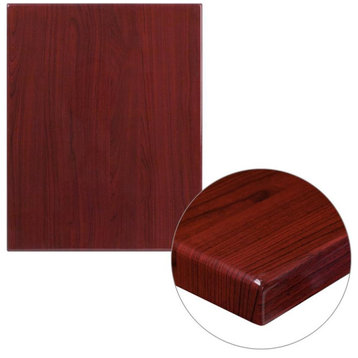 24"x30" High, Gloss Resin Table Top With 2" Thick Drop, Lip, Mahogany