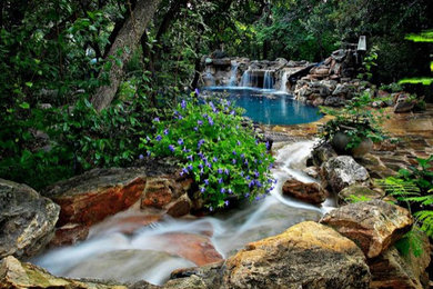 Lagoon Pool with Gratto Waterfall- By Dominion Pool Group, Inc.