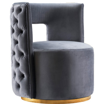 Theo Velvet Upholstered Accent Chair, Gray