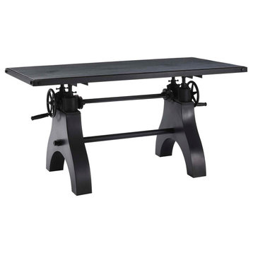 Genuine 60" Crank Adjustable Height Dining Table and Computer Desk - Black Black