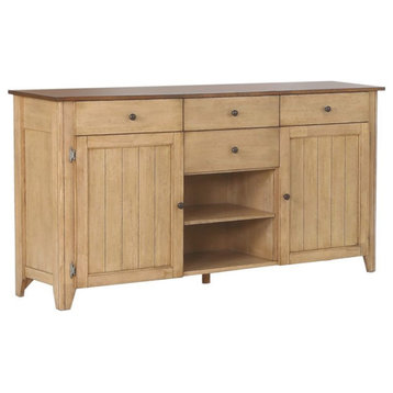 Sunset Trading Brook Transitional Wood Sideboard Server/Credenza in Cream/Brown
