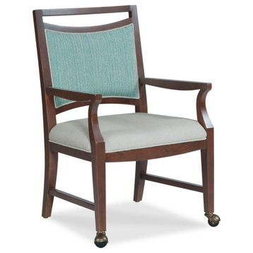 Jude Arm Chair, 8703 Bamboo Fabric, Finish: Walnut